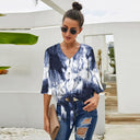 Shiying Fall V-neck Long Sleeve Buckle Loose Shirt for Women Shiying Fall V-neck Long Sleeve Buckle Loose Shirt for Women