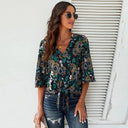 Shiying Fall V-neck Long Sleeve Buckle Loose Shirt for Women Shiying Fall V-neck Long Sleeve Buckle Loose Shirt for Women