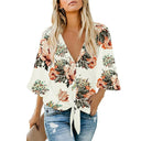 Shiying Fall V-neck Long Sleeve Buckle Loose Shirt for Women Shiying Fall V-neck Long Sleeve Buckle Loose Shirt for Women