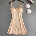 Silk Suspender Nightdress Elegant V-Neck Lace Robe Set Silk Suspender Nightdress Elegant V-Neck Lace Robe Set