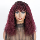 Sleek Afro Kinky Curly Ombre Human Hair Wig With Bangs Sleek Afro Kinky Curly Ombre Human Hair Wig With Bangs