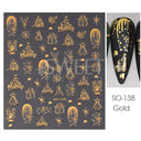 Sparkly Winter Nail Decals 3D Gold Snowflakes Trees Sparkly Winter Nail Decals 3D Gold Snowflakes Trees