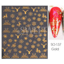 Sparkly Winter Nail Decals 3D Gold Snowflakes Trees Sparkly Winter Nail Decals 3D Gold Snowflakes Trees