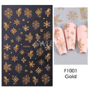 Sparkly Winter Nail Decals 3D Gold Snowflakes Trees Sparkly Winter Nail Decals 3D Gold Snowflakes Trees