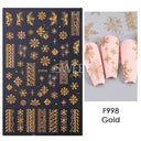 Sparkly Winter Nail Decals 3D Gold Snowflakes Trees Sparkly Winter Nail Decals 3D Gold Snowflakes Trees