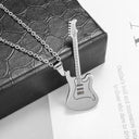 Stainless Steel Music Guitar Pendant Necklace for Men Ladies Stainless Steel Music Guitar Pendant Necklace for Men Ladies