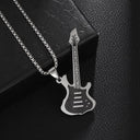 Stainless Steel Music Guitar Pendant Necklace for Men Ladies Stainless Steel Music Guitar Pendant Necklace for Men Ladies