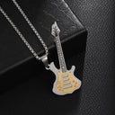 Stainless Steel Music Guitar Pendant Necklace for Men Ladies Stainless Steel Music Guitar Pendant Necklace for Men Ladies
