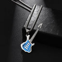 Stainless Steel Music Guitar Pendant Necklace for Men Ladies Stainless Steel Music Guitar Pendant Necklace for Men Ladies