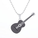 Stainless Steel Music Guitar Pendant Necklace for Men Ladies Stainless Steel Music Guitar Pendant Necklace for Men Ladies