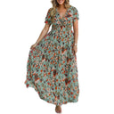 Summer 2024 New Arrival Florals Print Short Sleeve Dress Summer 2024 New Arrival Florals Print Short Sleeve Dress