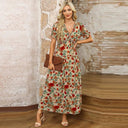 Summer 2024 New Arrival Florals Print Short Sleeve Dress Summer 2024 New Arrival Florals Print Short Sleeve Dress