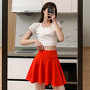 Summer Chic Mini Pleated Skirt Stylish Elastic Waist Skirt Summer Chic Mini Pleated Skirt Stylish Elastic Waist Skirt