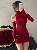 Summer High Neck Bodycon Mini Dress Chic Versatile Fashion Summer High Neck Bodycon Mini Dress Chic Versatile Fashion