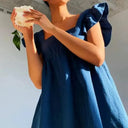 Summer Square Neck Midi Dress Elegant A Line Chic Day Summer Square Neck Midi Dress Elegant A Line Chic Day