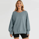 Sweatshirt Fashion Side Slit Pure Color Burr Pullover Stylish Sweatshirt Fashion Side Slit Pure Color Burr Pullover Stylish