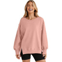 Sweatshirt Fashion Side Slit Pure Color Burr Pullover Stylish Sweatshirt Fashion Side Slit Pure Color Burr Pullover Stylish