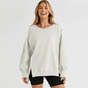 Sweatshirt Fashion Side Slit Pure Color Burr Pullover Stylish Sweatshirt Fashion Side Slit Pure Color Burr Pullover Stylish