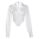 Sylcue Deep V-Neck Zipper Blouse Winter Fashion for Women Sylcue Deep V-Neck Zipper Blouse Winter Fashion for Women