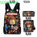 Three-Piece Set of 3D Printing Roblox School Bag Backpack Three-Piece Set of 3D Printing Roblox School Bag Backpack