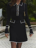 Tossy Autumn Maxi Dress Ruffled Knit with Ribbed Detail Tossy Autumn Maxi Dress Ruffled Knit with Ribbed Detail