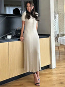Tossy White Patchwork Maxi Dress For Women Party Attire Tossy White Patchwork Maxi Dress For Women Party Attire