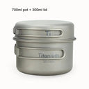 Ultralight Titanium Camping Cookware Set With Folding Handle Ultralight Titanium Camping Cookware Set With Folding Handle