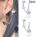 Unisex Silver Leaf Ear Cuffs - Trendy Non-Piercing Earrings Unisex Silver Leaf Ear Cuffs - Trendy Non-Piercing Earrings