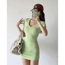 V Neck Sheath Dress Summer Style High Quality Fashion V Neck Sheath Dress Summer Style High Quality Fashion