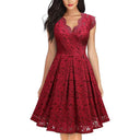 Vintage Lace V-neck Cocktail Dress Elegant Women's Fashion Vintage Lace V-neck Cocktail Dress Elegant Women's Fashion