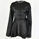 White Satin Elegant Two-Piece Set Chic Comfort Fit Skirt Top White Satin Elegant Two-Piece Set Chic Comfort Fit Skirt Top