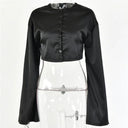 White Satin Elegant Two-Piece Set Chic Comfort Fit Skirt Top White Satin Elegant Two-Piece Set Chic Comfort Fit Skirt Top