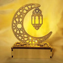 Wooden Moon Star: LED Lights for Ramadan Decor Wooden Moon Star: LED Lights for Ramadan Decor