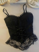 Y2K Lace Crop Top Corset Detail Seductive Blouse For Night Y2K Lace Crop Top Corset Detail Seductive Blouse For Night