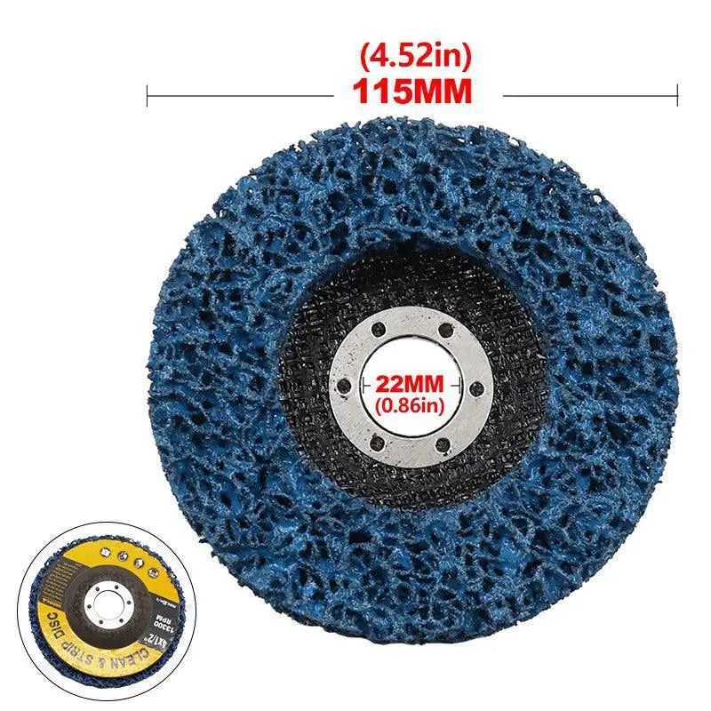 Blue diamond grinding wheel flap disc, 115mm abrasive tool with 22mm center hole.