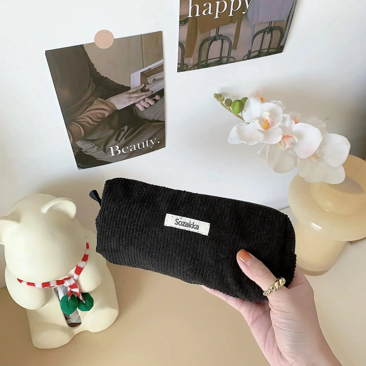 Durable Pencil Case for School Kids — Beige