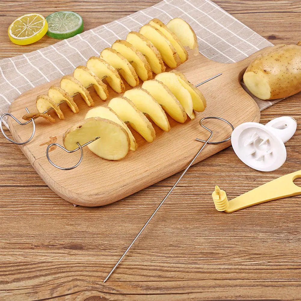 1 Set Stainless Steel Plastic Rotate Potato Slicer Spiral Cutter Kitchen Gadgets