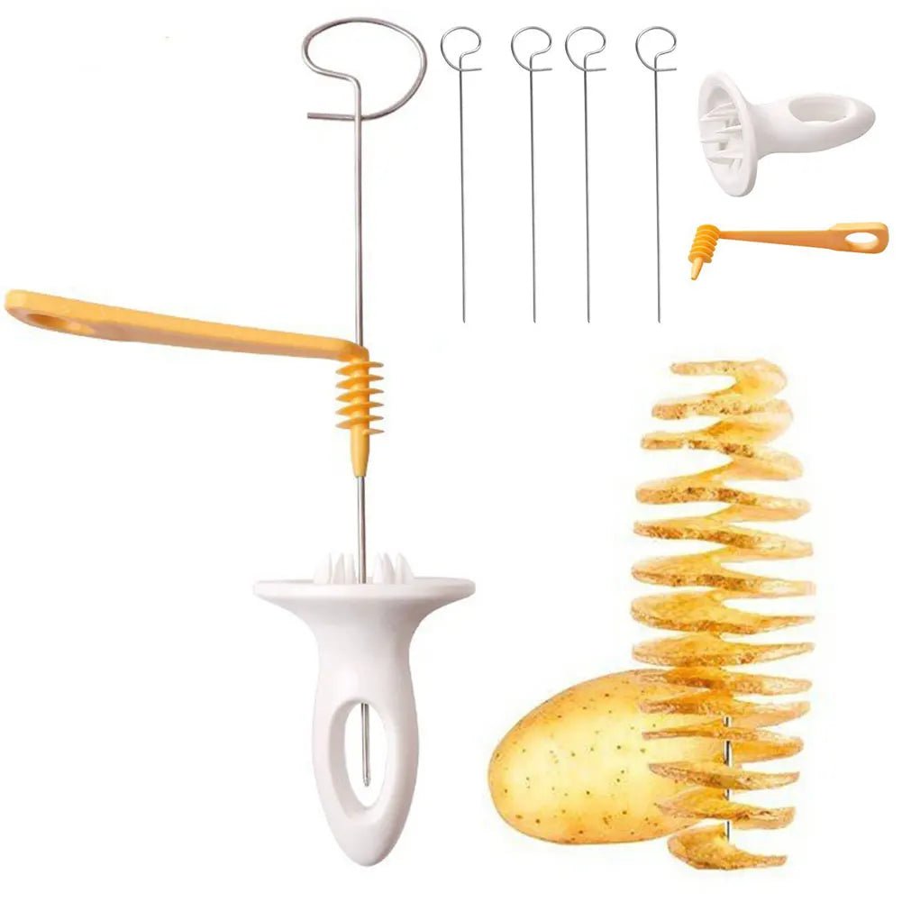 1 Set Stainless Steel Plastic Rotate Potato Slicer Spiral Cutter Kitchen Gadgets