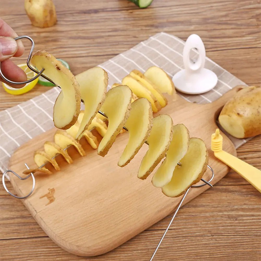 1 Set Stainless Steel Plastic Rotate Potato Slicer Spiral Cutter Kitchen Gadgets