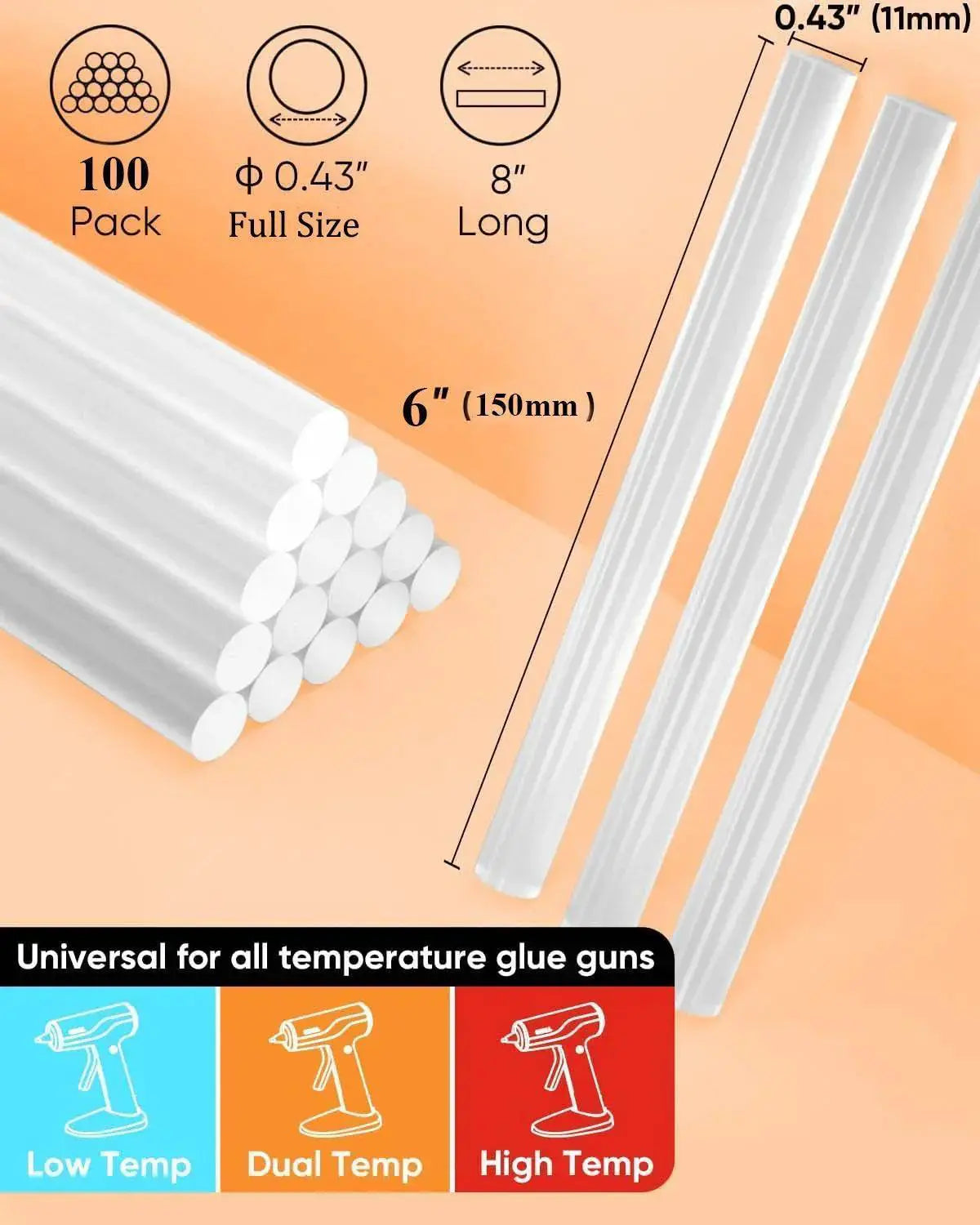 10-100-pack-full-size-hot-glue-sticks-11mm-multipurpose-105610 - OurLum.com