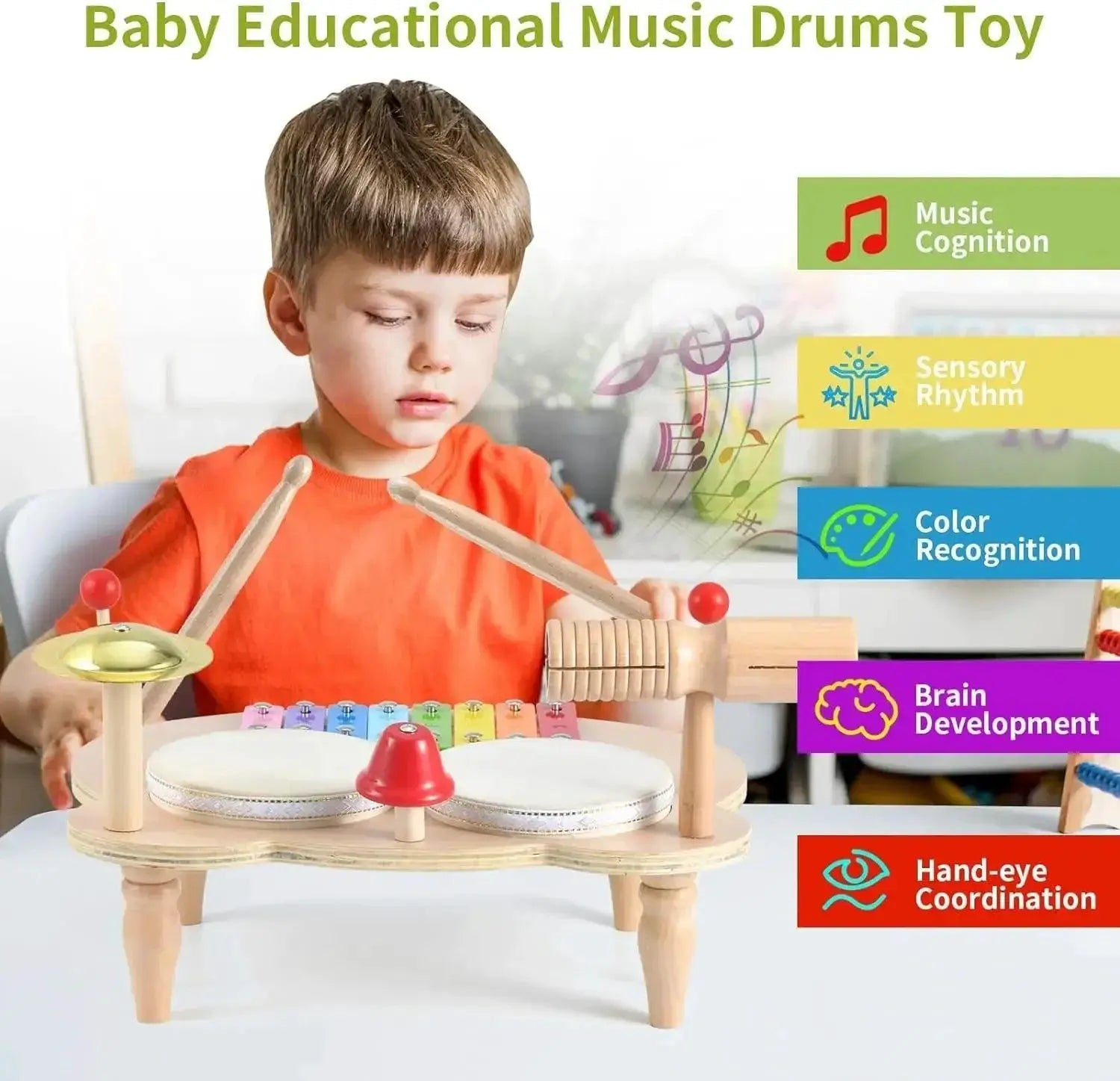 Montessori 10 In 1 Musical Drum Set For Kids Fun Toy