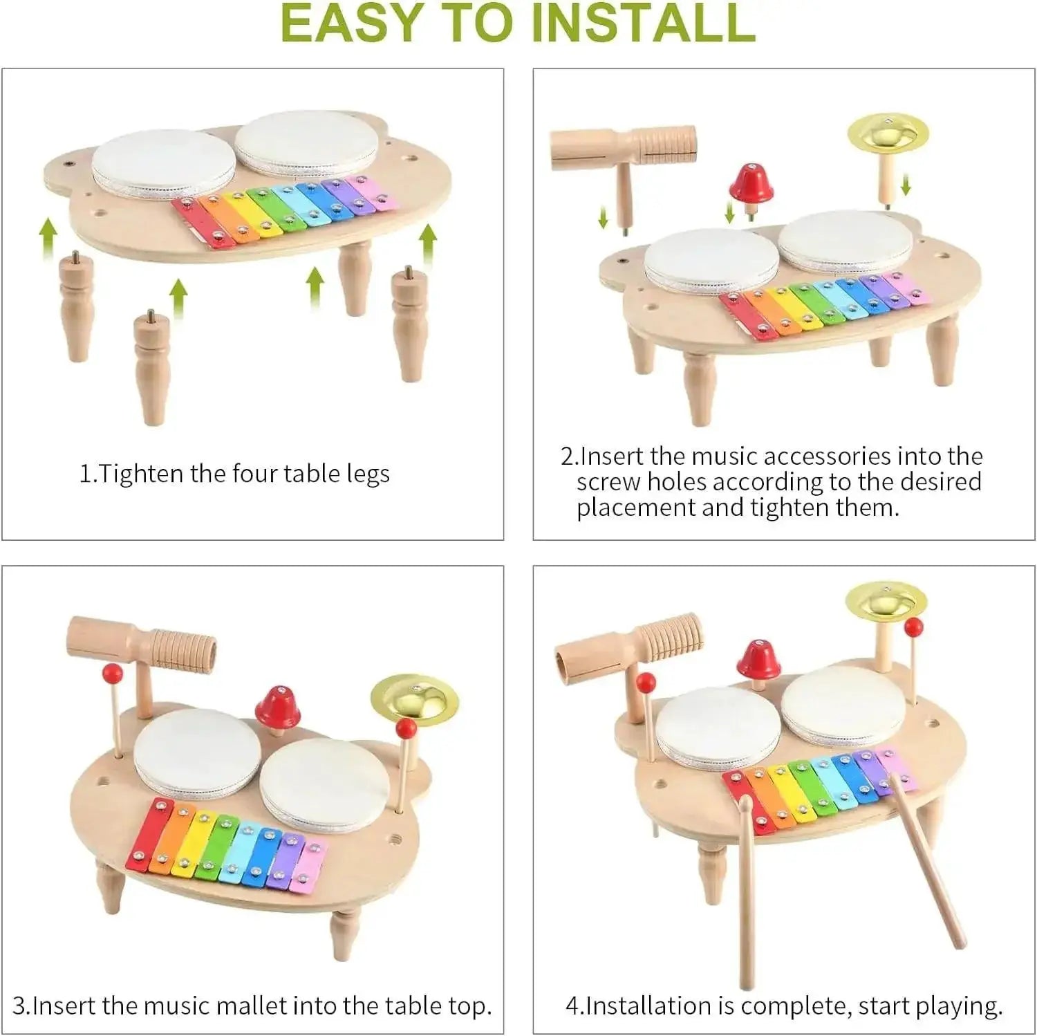 Montessori 10 In 1 Musical Drum Set For Kids Fun Toy