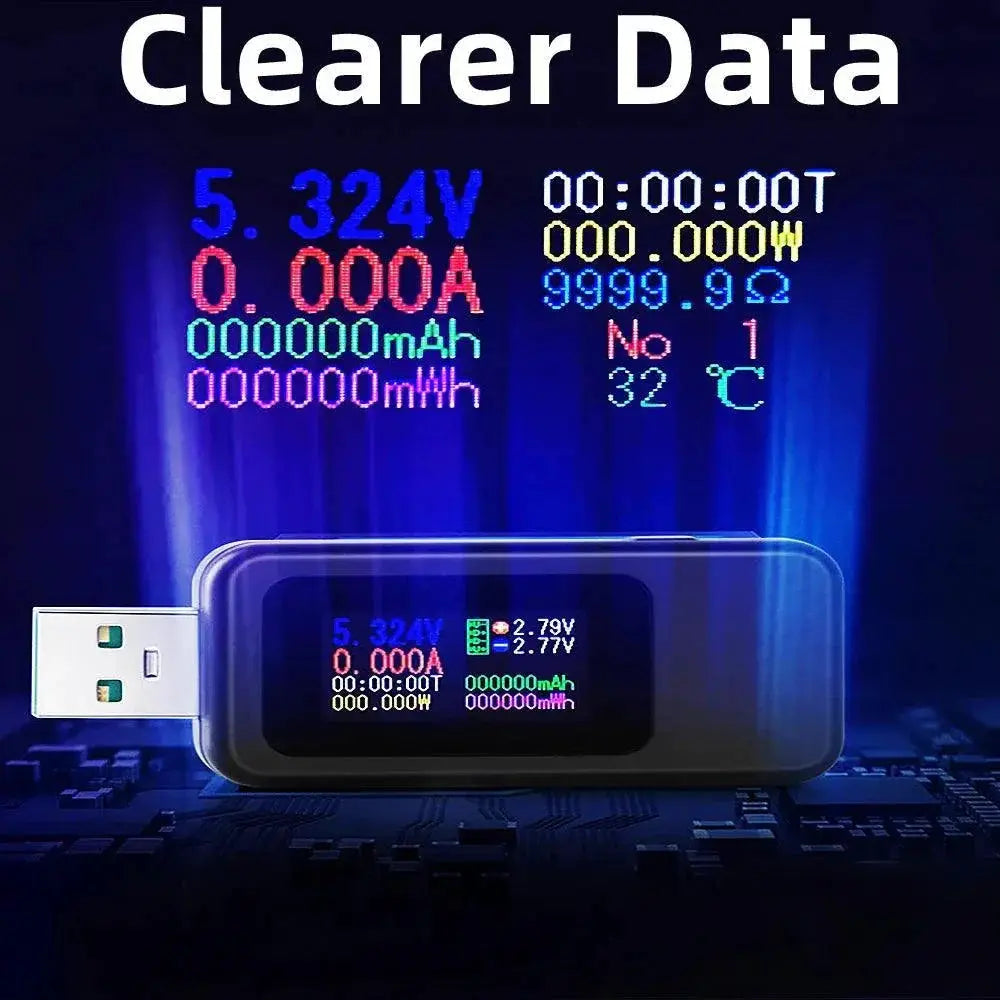 10 In 1 USB Voltage And Current Tester With HD Display