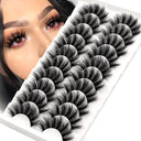 10 Pairs of Luxurious Wispy Mink False Lashes Reusable