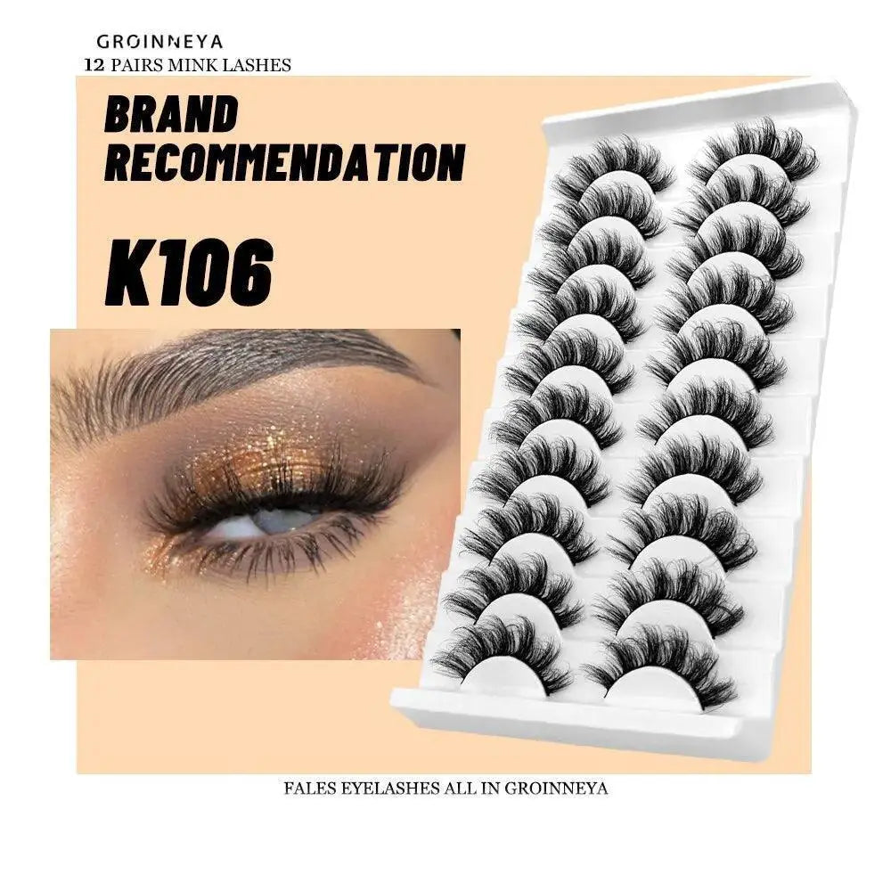 10 Pairs Luxurious Wispy Mink False Lashes Reusable