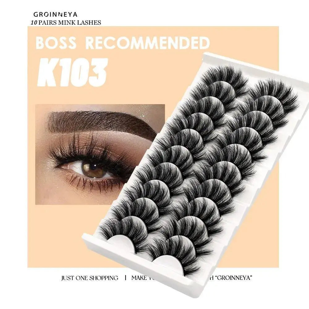 10 Pairs Luxurious Wispy Mink False Lashes Reusable