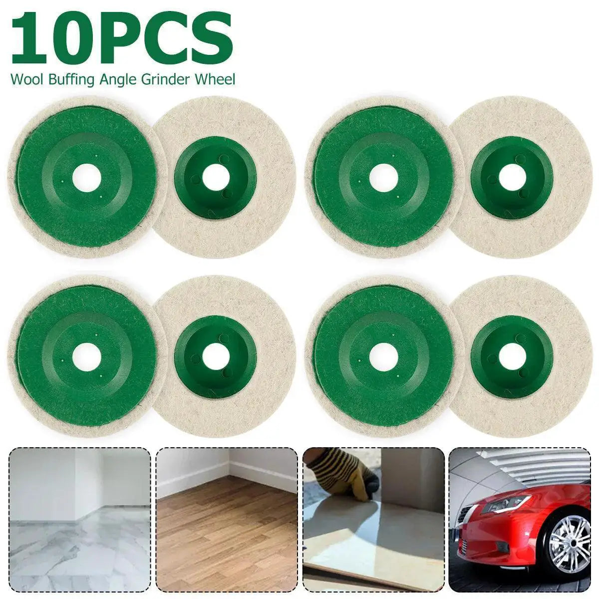 10-piece wool polishing wheel buffing pads for angle grinder, home and auto care