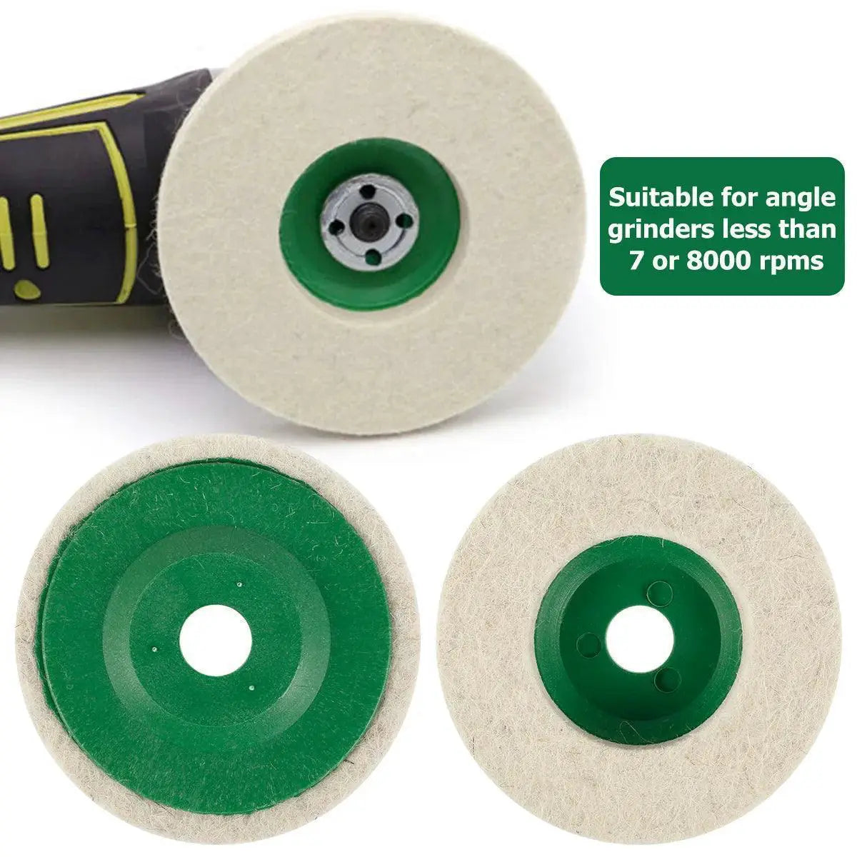 10-piece wool polishing wheel buffing pads for angle grinder, suitable for under 8000 RPM
