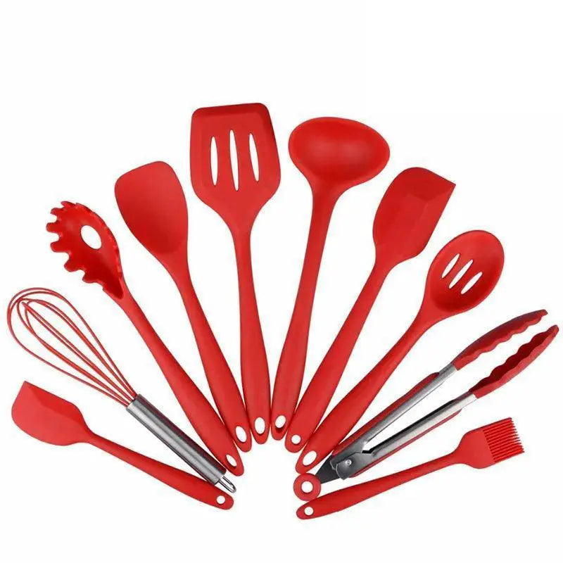10 Piece Non Stick Silicone Kitchen Utensil Set Premium