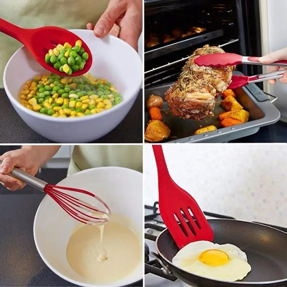 10 Piece Non Stick Silicone Kitchen Utensil Set Premium